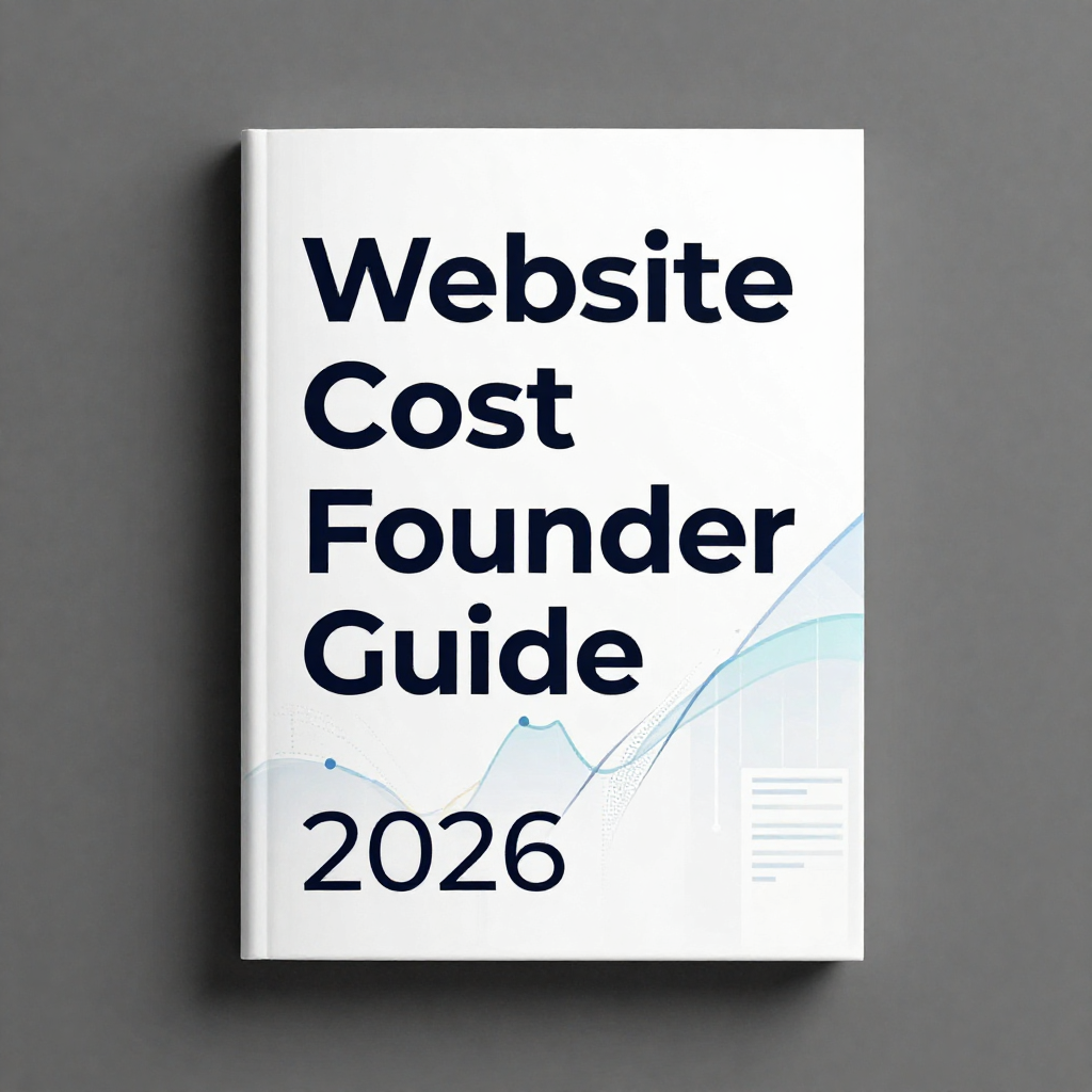 Founder workspace visual: laptop with website wireframe, notes around domain, SEO, lead flow, and Lead Labs blue accents